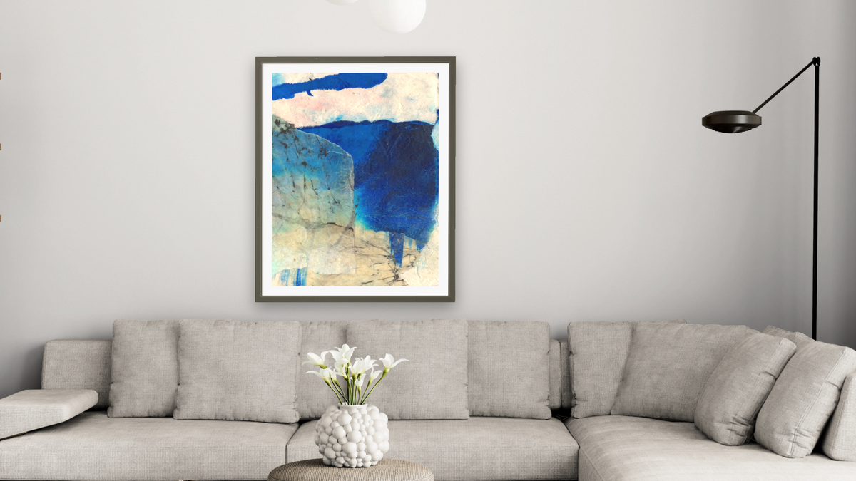No. 18 by Michelle Oppenheimer, shown at 30 × 40 in (76.2 × 101.6 cm) in Ramino Satin Black, living