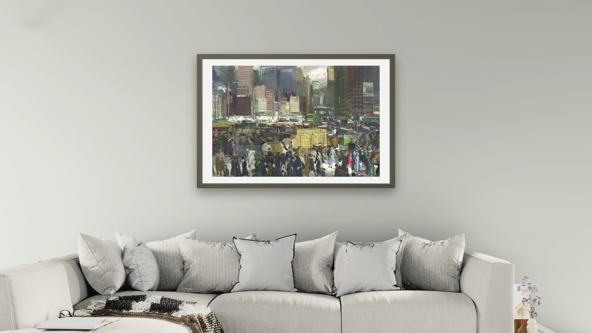 New York by George Wesley Bellows, shown at 28 × 42 in (71.1 × 106.7 cm) in Ramino Satin Black, living