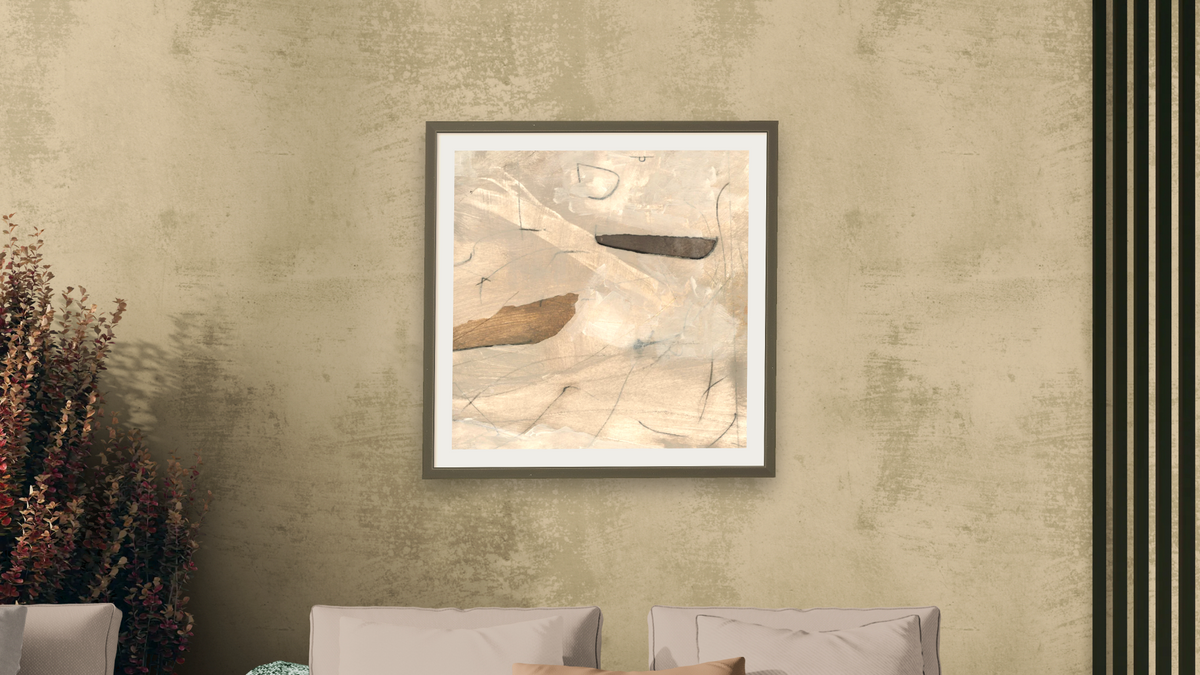 Textural Canvas by Dan Hobday, shown at 32 × 32 in (81.3 × 81.3 cm) in Ramino Satin Black, living