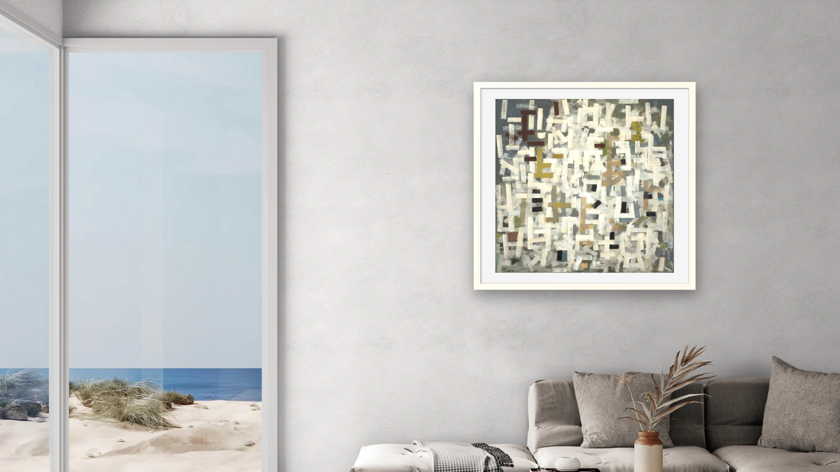 No. 9 by Bradley Walker Tomlin, shown at 32 × 32 in (81.3 × 81.3 cm) in Ramino Opaque White, living