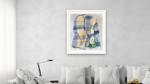 A Day In June by Catherine Gerke, shown at 32 × 40 in (81.3 × 101.6 cm) in Ramino Opaque White, living [arteriel-render:v6:room_a:32x40@57,38]