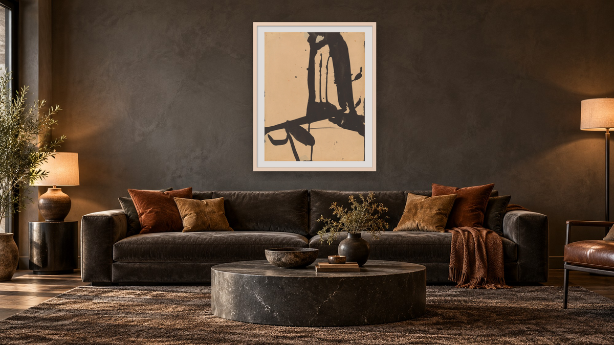 Untitled by Franz Kline, shown at 32 × 40 in (81.3 × 101.6 cm) in Ramino Opaque White, den