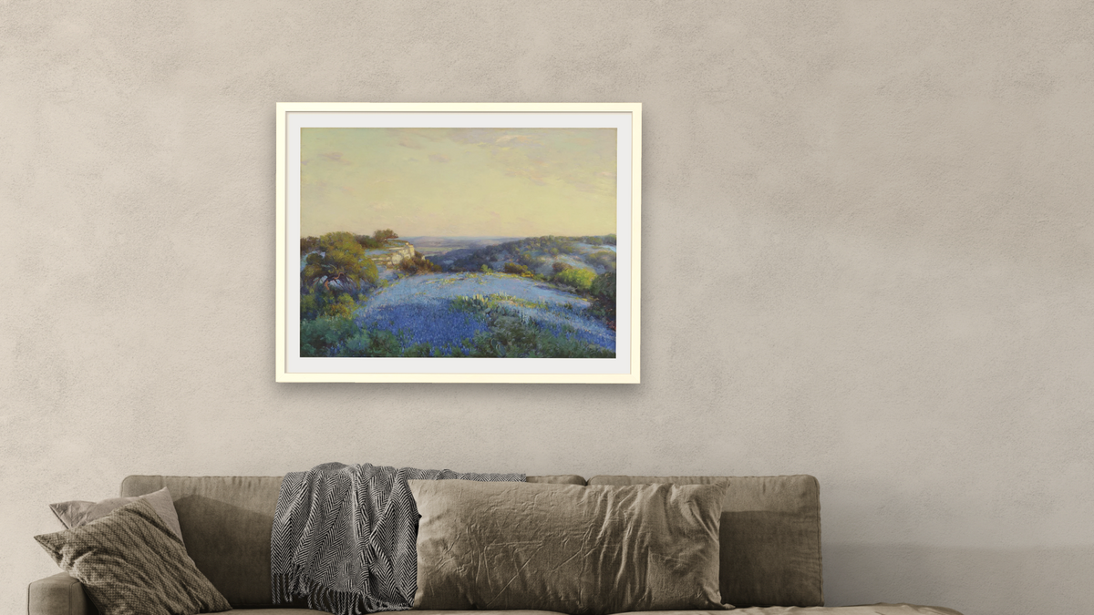 Near San Antonio by Julian Onderdonk, shown at 30 × 40 in (76.2 × 101.6 cm) in Ramino Opaque White, living
