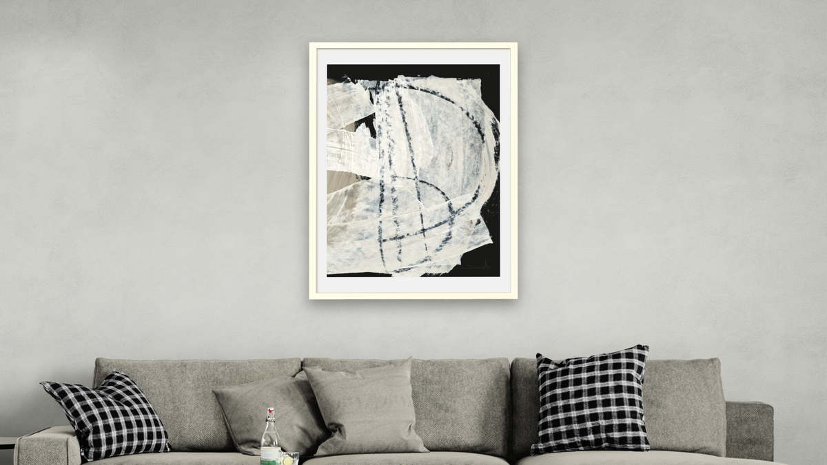 After 2 by Dan Hobday, shown at 28 × 42 in (71.1 × 106.7 cm) in Ramino Opaque White, living