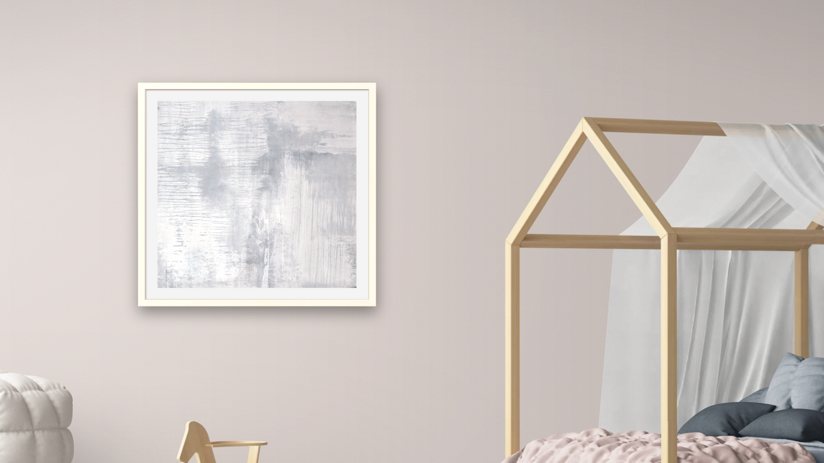 No. 222 by Michelle Oppenheimer, shown at 32 × 32 in (81.3 × 81.3 cm) in Ramino Opaque White, bedroom