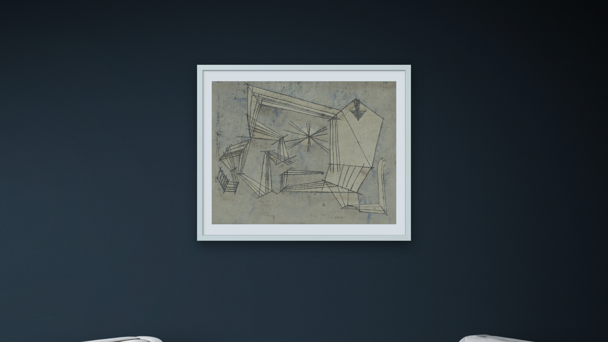 Kunstvoller Sternehalter (Ingenious Star Container) by Paul Klee, shown at 32 × 40 in (81.3 × 101.6 cm) in Ramino Opaque White, office