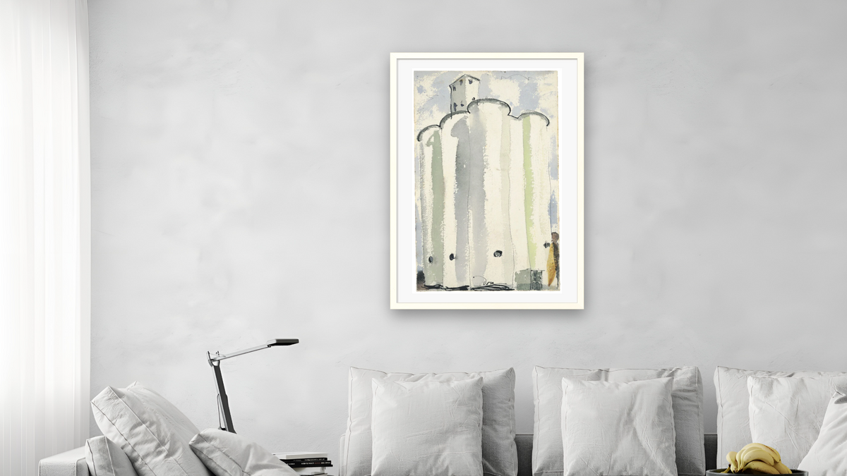 Flour Mill II by Arthur Dove, shown at 28 × 42 in (71.1 × 106.7 cm) in Ramino Opaque White, living