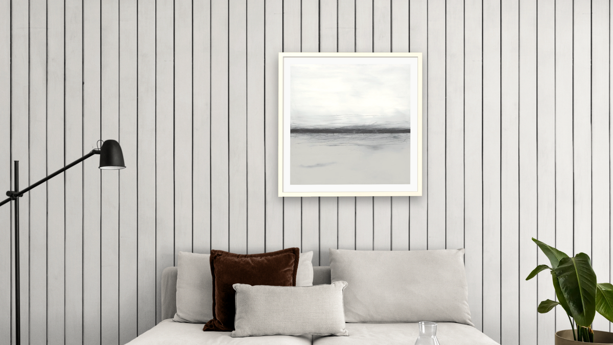 LS No. 231 by Brandon McKenzie, shown at 32 × 32 in (81.3 × 81.3 cm) in Ramino Opaque White, living