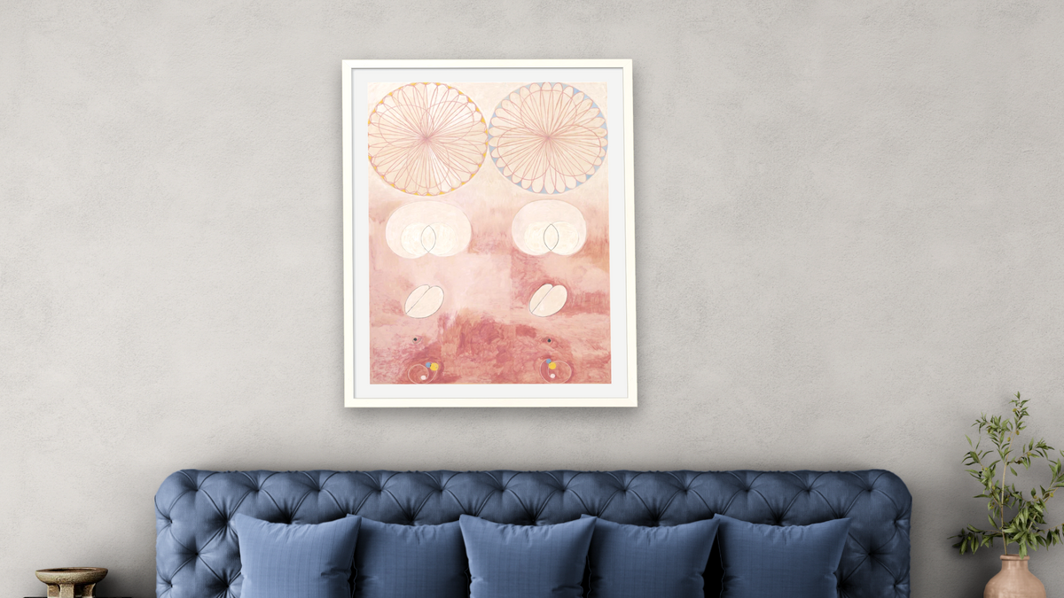 Group IV, The Ten Largest, No. 9, Adulthood by Hilma af Klint, shown at 30 × 40 in (76.2 × 101.6 cm) in Ramino Opaque White, bedroom