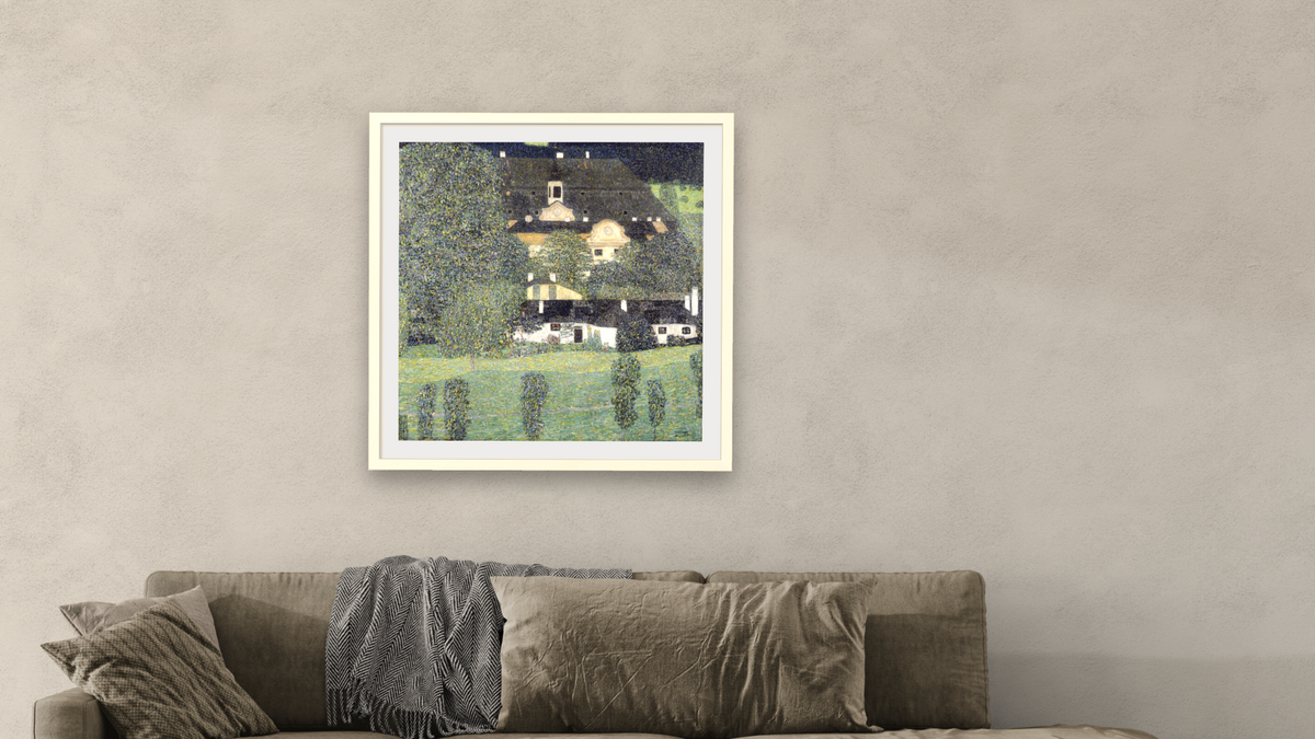 Schloss Kammer Am Attersee II by Gustav Klimt, shown at 32 × 32 in (81.3 × 81.3 cm) in Ramino Opaque White, living