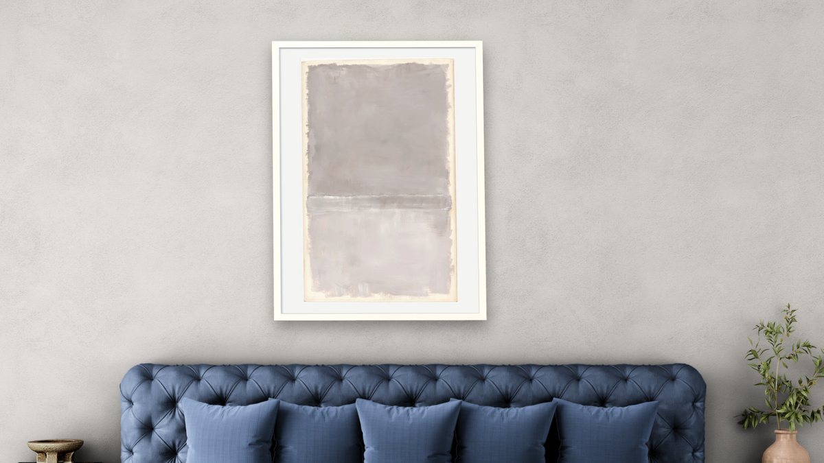 Untitled by Mark Rothko, shown at 28 × 42 in (71.1 × 106.7 cm) in Ramino Opaque White, bedroom