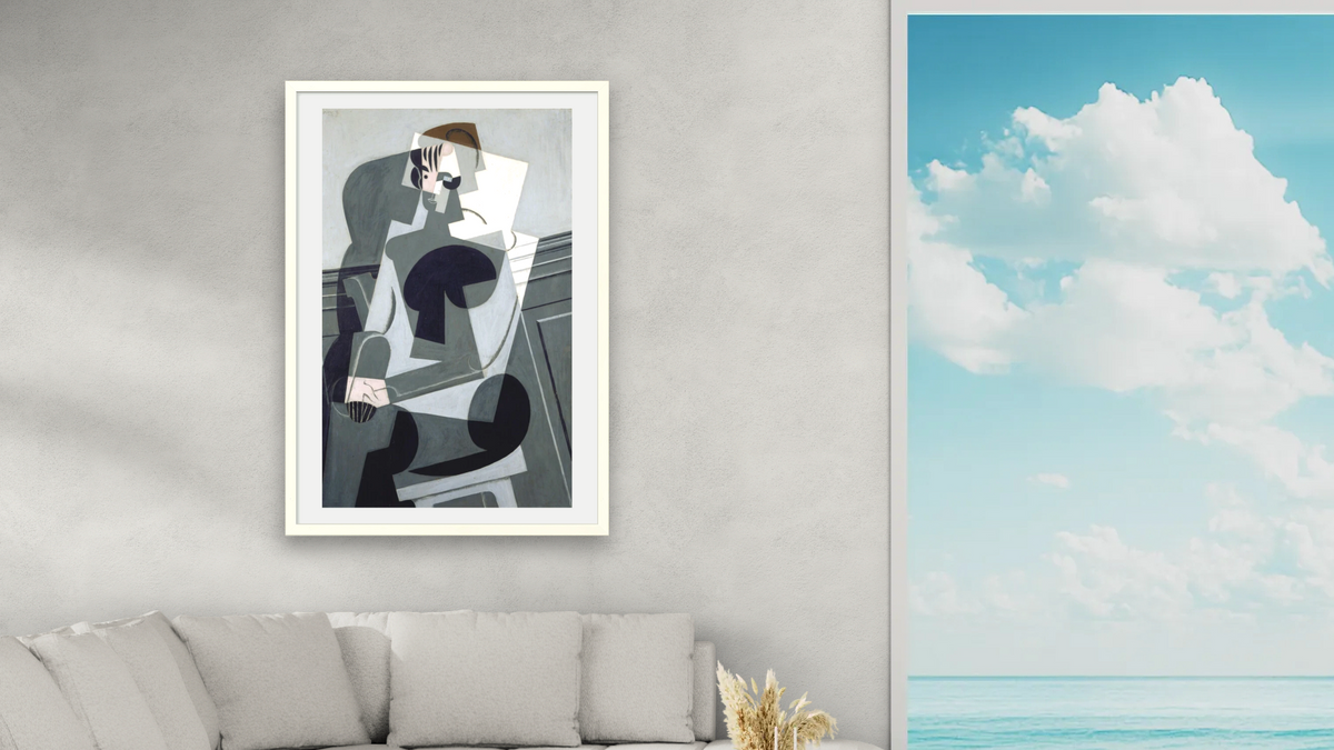 Portrait of Madame Josette Gris by Juan Gris, shown at 28 × 42 in (71.1 × 106.7 cm) in Ramino Opaque White, living