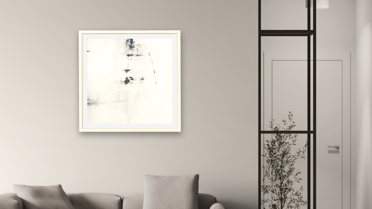 No. 224 by Michelle Oppenheimer, shown at 32 × 32 in (81.3 × 81.3 cm) in Ramino Opaque White, living