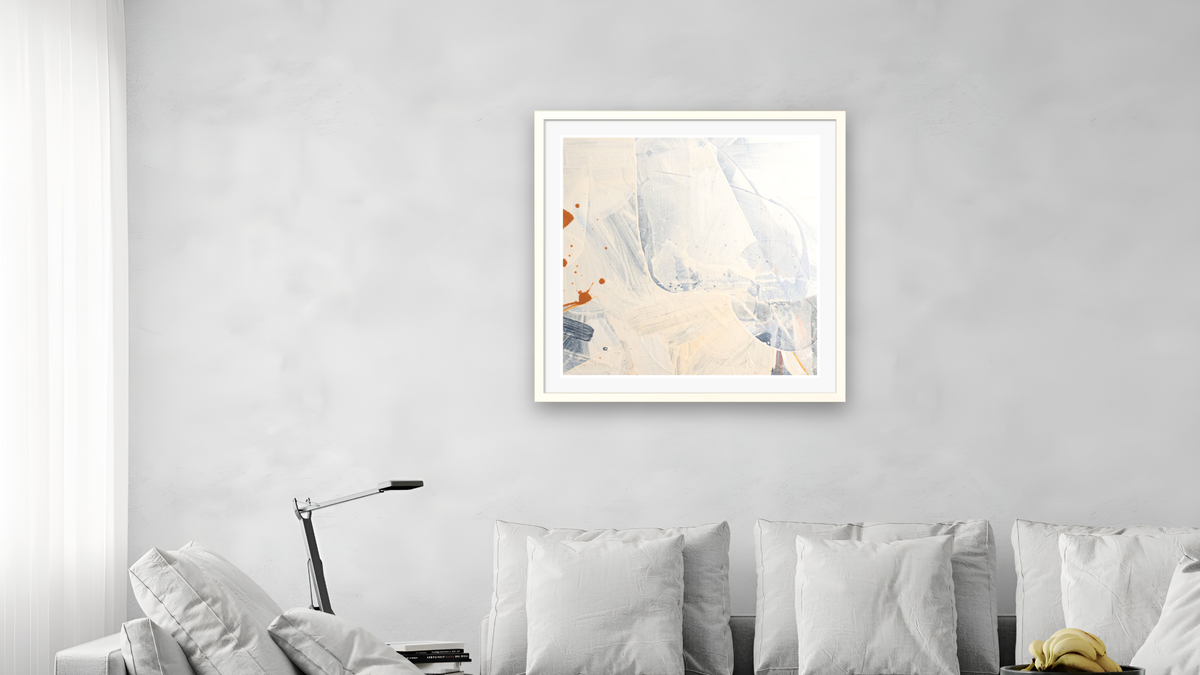 Snack 8 by Nino Yuniardi, shown at 32 × 32 in (81.3 × 81.3 cm) in Ramino Opaque White, living