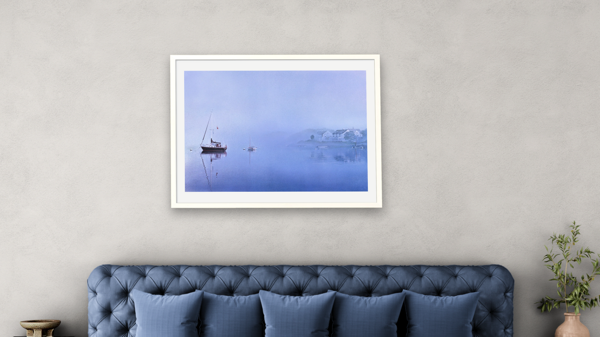 Watch Hill AM by Kirsten Söderlind, shown at 30 × 40 in (76.2 × 101.6 cm) in Ramino Opaque White, bedroom