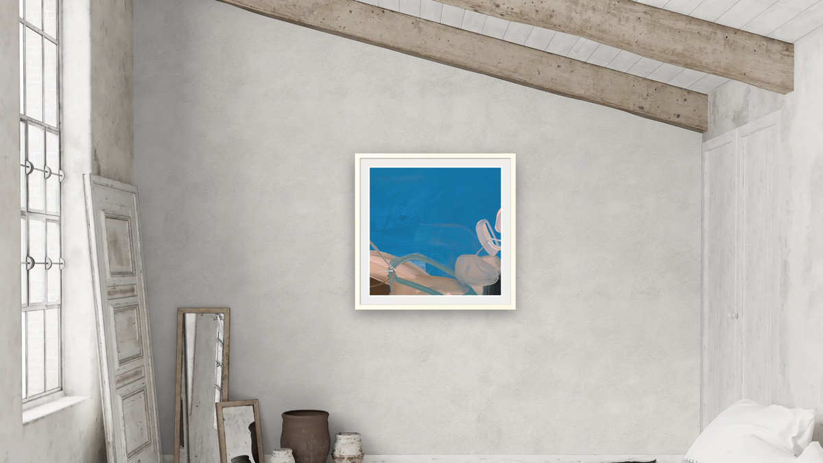 Snack 16 by Nino Yuniardi, shown at 32 × 32 in (81.3 × 81.3 cm) in Ramino Opaque White, bedroom