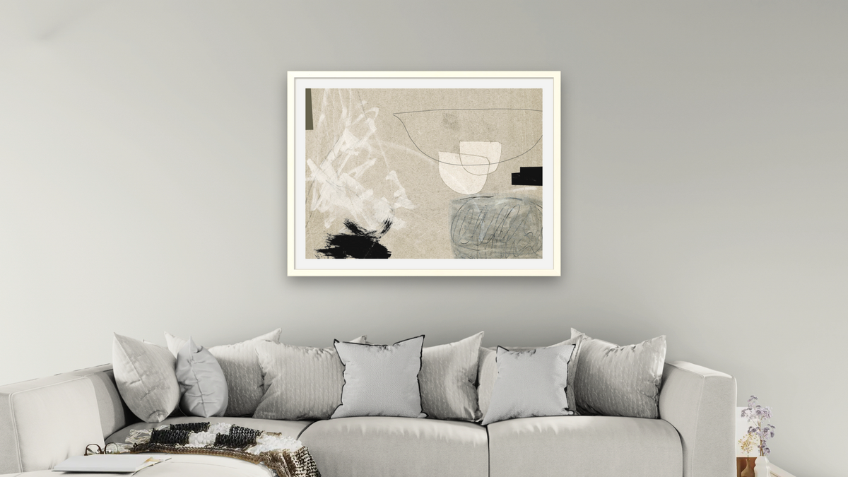 Being by Dan Hobday, shown at 30 × 40 in (76.2 × 101.6 cm) in Ramino Opaque White, living