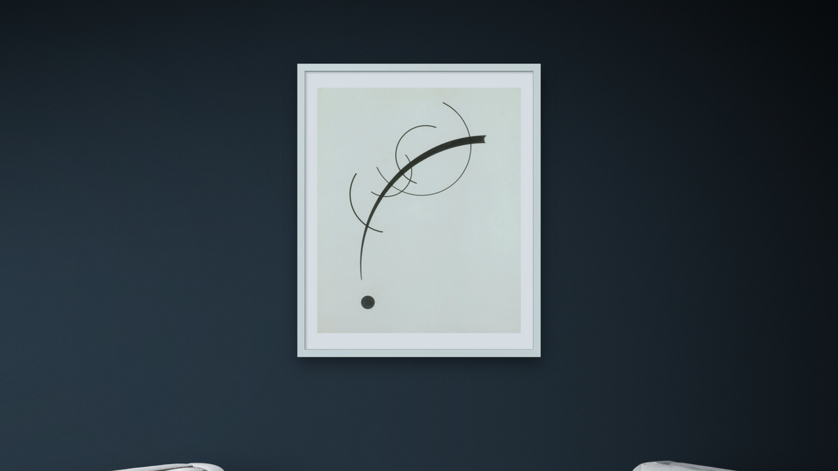 Free Curve to the Point - Accompanying Sound of Geometric Curves, shown at 32 × 40 in (81.3 × 101.6 cm) in Ramino Opaque White, office