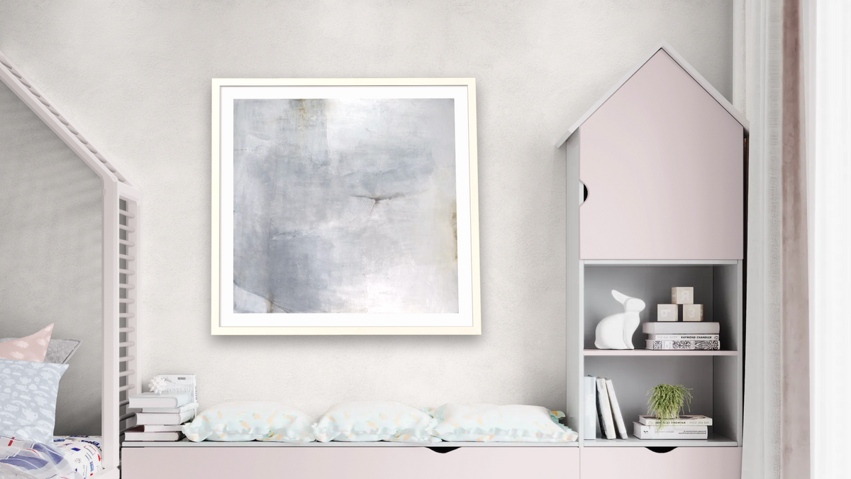 No. 286 by Michelle Oppenheimer, shown at 32 × 32 in (81.3 × 81.3 cm) in Ramino Opaque White, bedroom