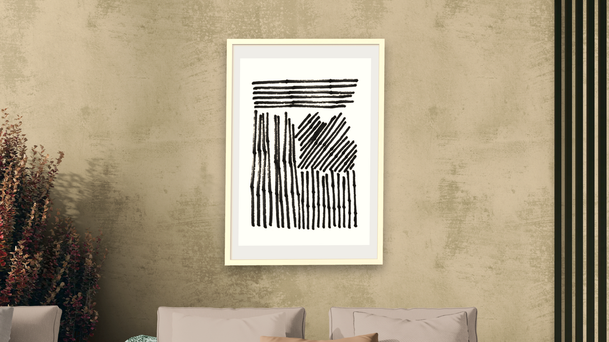 Blank 1 by Dan Hobday, shown at 28 × 42 in (71.1 × 106.7 cm) in Ramino Opaque White, living