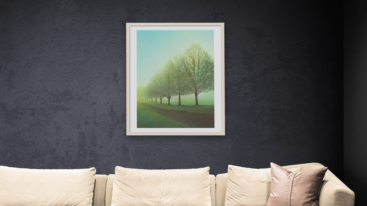 Gentle Path by Kirsten Söderlind, shown at 30 × 40 in (76.2 × 101.6 cm) in Ramino Opaque White, living