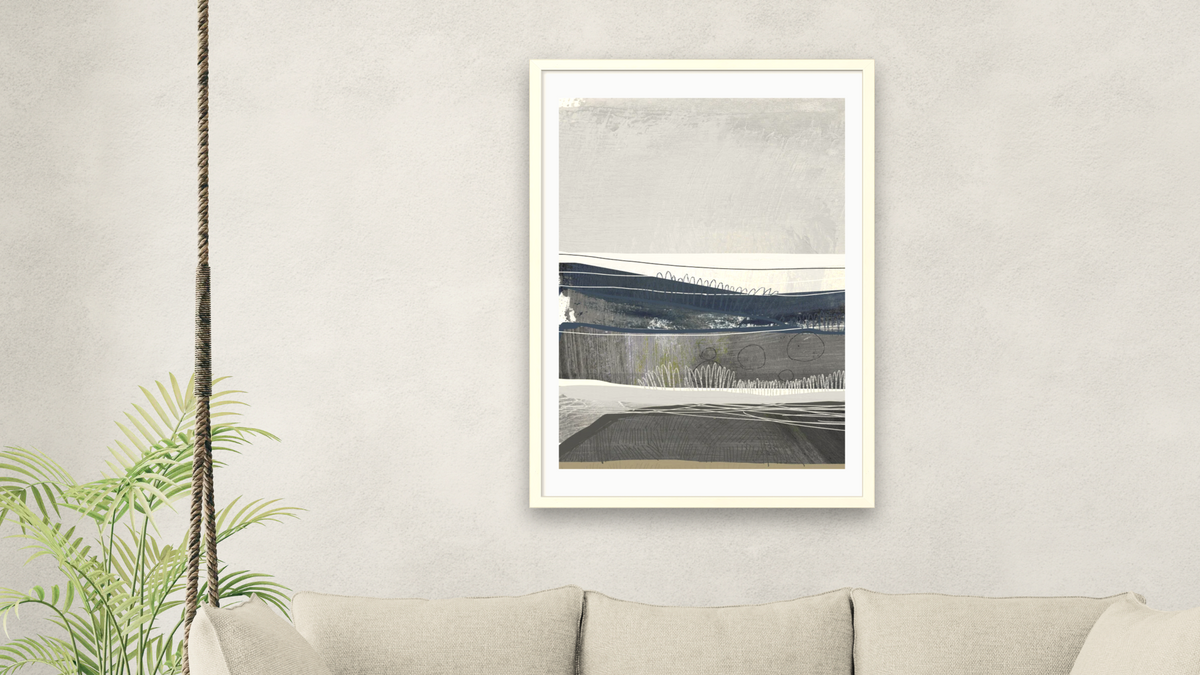 Bay 1 by Dan Hobday, shown at 28 × 42 in (71.1 × 106.7 cm) in Ramino Opaque White, living