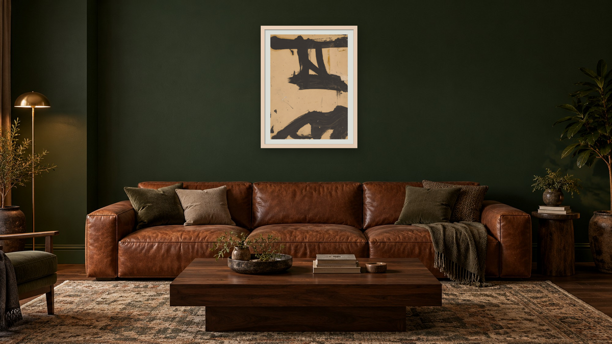 Untitled by Franz Kline, shown at 24 × 32 in (61 × 81.3 cm) in Ramino Opaque White, den