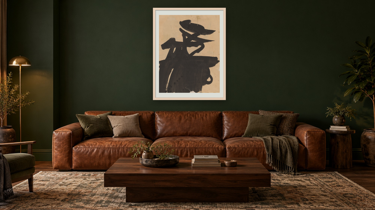 Untitled by Franz Kline, shown at 30 × 40 in (76.2 × 101.6 cm) in Ramino Opaque White, den