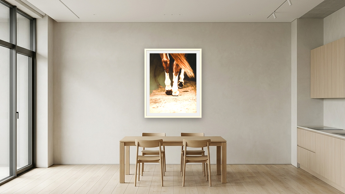 happy trails by Brandon Luther, shown at 32 × 40 in (81.3 × 101.6 cm) in Ramino Opaque White, kitchen
