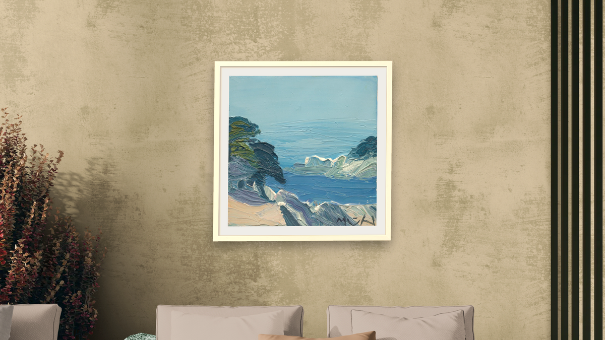 Saint-Honorat by Roger Mühl, shown at 32 × 32 in (81.3 × 81.3 cm) in Ramino Opaque White, living