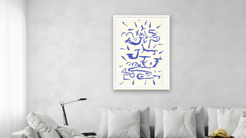 1984.54.99 by Paul Klee, shown at 28 × 42 in (71.1 × 106.7 cm) in Ramino Opaque White, living [arteriel-render:v6:room_a:28x42@57,38]