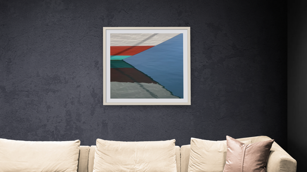 Convergence by Judith Rayl, shown at 32 × 32 in (81.3 × 81.3 cm) in Ramino Opaque White, living
