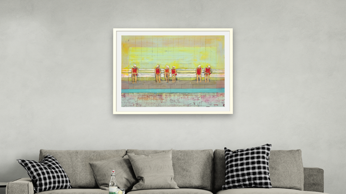 Odd One Out by Dobee Snowber, shown at 32 × 40 in (81.3 × 101.6 cm) in Ramino Opaque White, living
