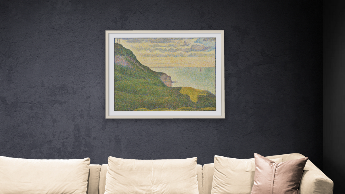 Seascape at Port-en-Bessin, Normandy by Georges Seurat, shown at 32 × 40 in (81.3 × 101.6 cm) in Ramino Opaque White, living
