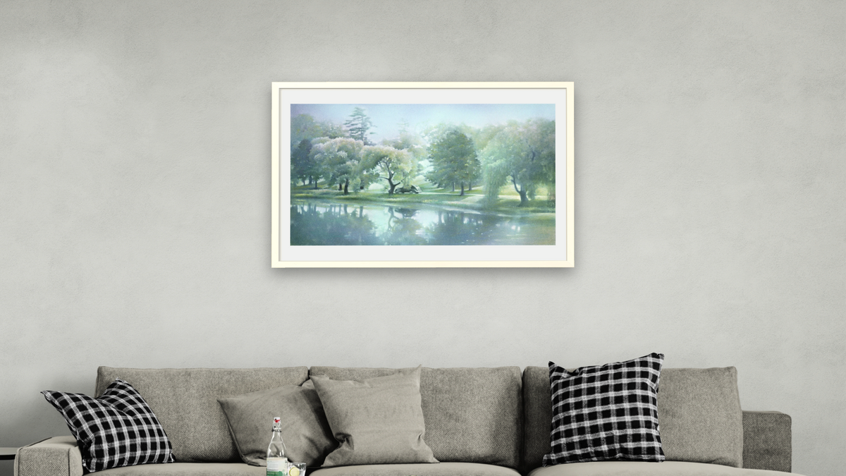 Central Park by Kirsten Söderlind, shown at 28 × 42 in (71.1 × 106.7 cm) in Ramino Opaque White, living
