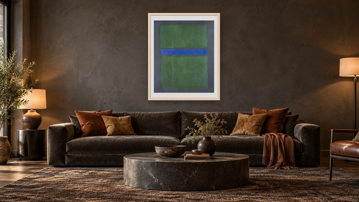 Untitled by Mark Rothko, shown at 32 × 40 in (81.3 × 101.6 cm) in Ramino Opaque White, den