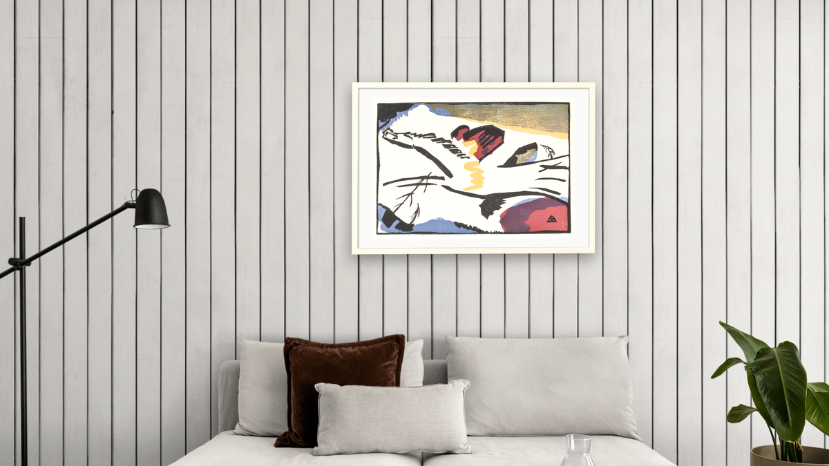 Lyrisches (Lyrical), shown at 28 × 42 in (71.1 × 106.7 cm) in Ramino Opaque White, living