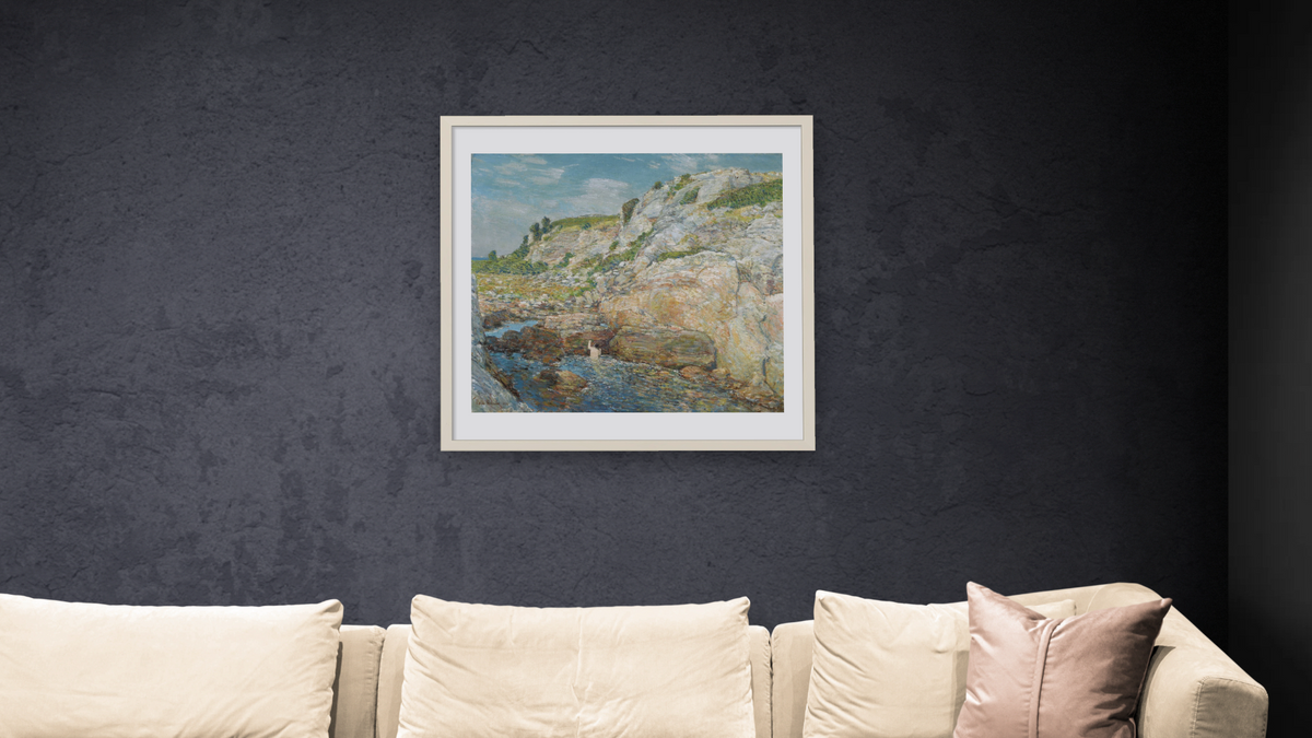Northeast Gorge at Appledore by Childe Hassam, shown at 32 × 32 in (81.3 × 81.3 cm) in Ramino Opaque White, living