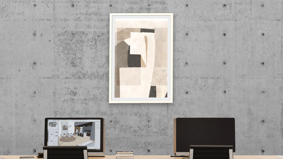 Amidst by Dan Hobday, shown at 28 × 42 in (71.1 × 106.7 cm) in Ramino Opaque White, office