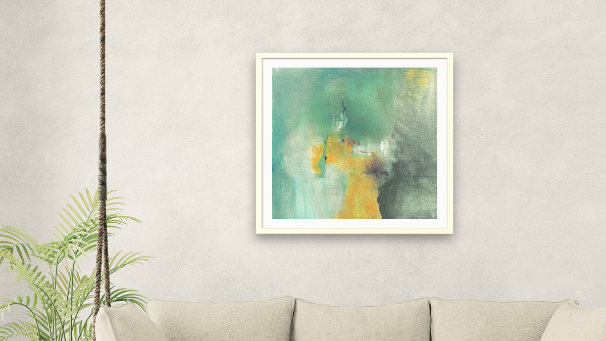 No. 202 by Michelle Oppenheimer, shown at 32 × 32 in (81.3 × 81.3 cm) in Ramino Opaque White, living