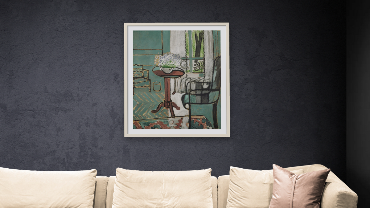 The Window by Henri Matisse, shown at 32 × 40 in (81.3 × 101.6 cm) in Ramino Opaque White, living