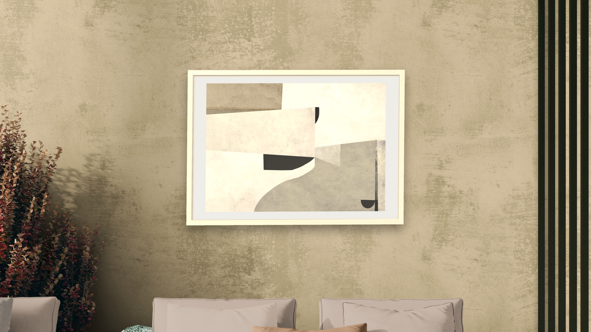 Priory by Dan Hobday, shown at 28 × 42 in (71.1 × 106.7 cm) in Ramino Opaque White, living