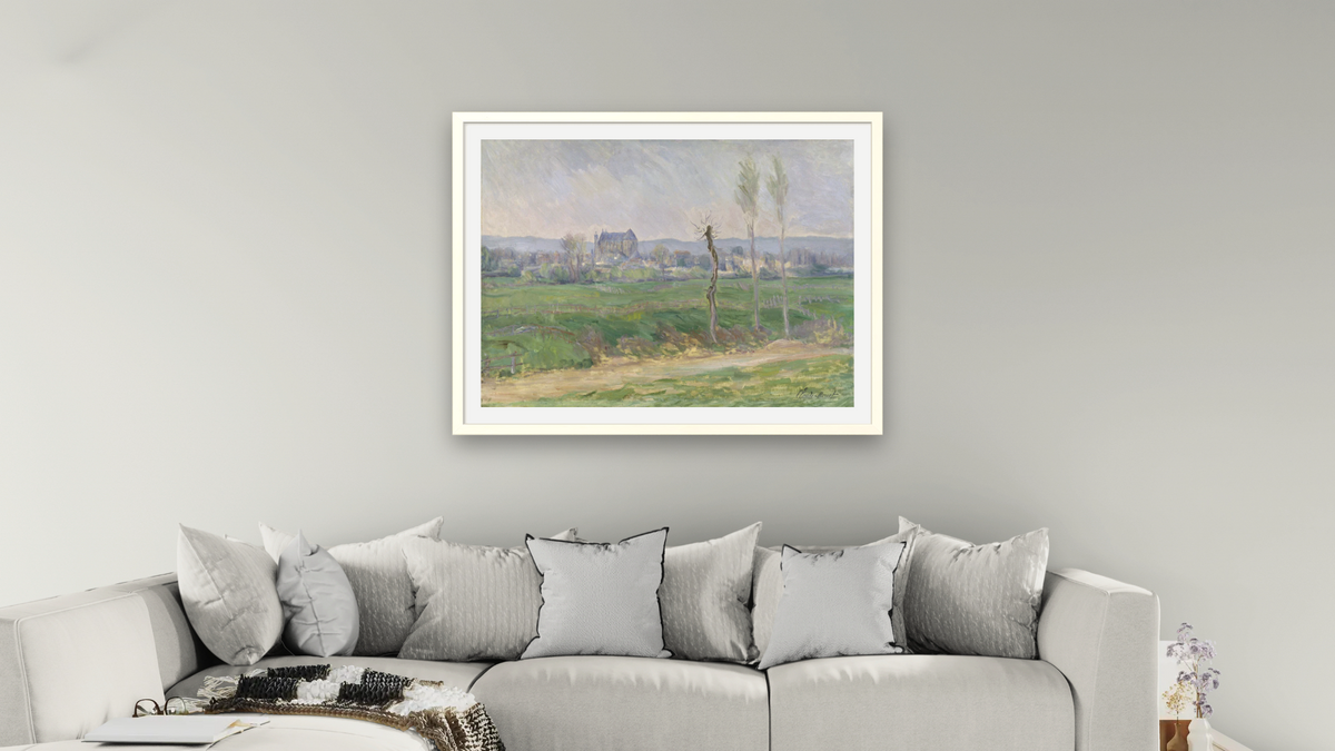 View of Vernon by Claude Monet, shown at 30 × 40 in (76.2 × 101.6 cm) in Ramino Opaque White, living