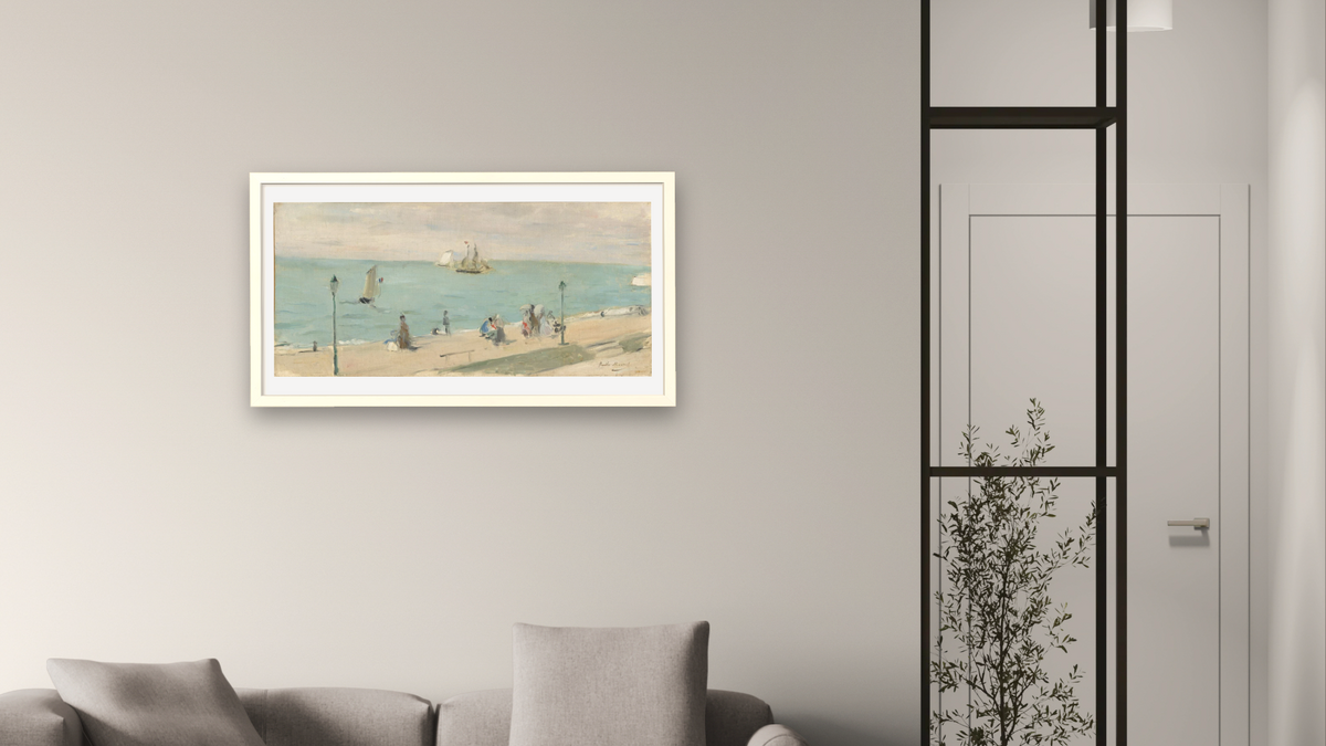 On the Beach (Sur la Plage) by Berthe Morisot, shown at 20 × 40 in (50.8 × 101.6 cm) in Ramino Opaque White, living
