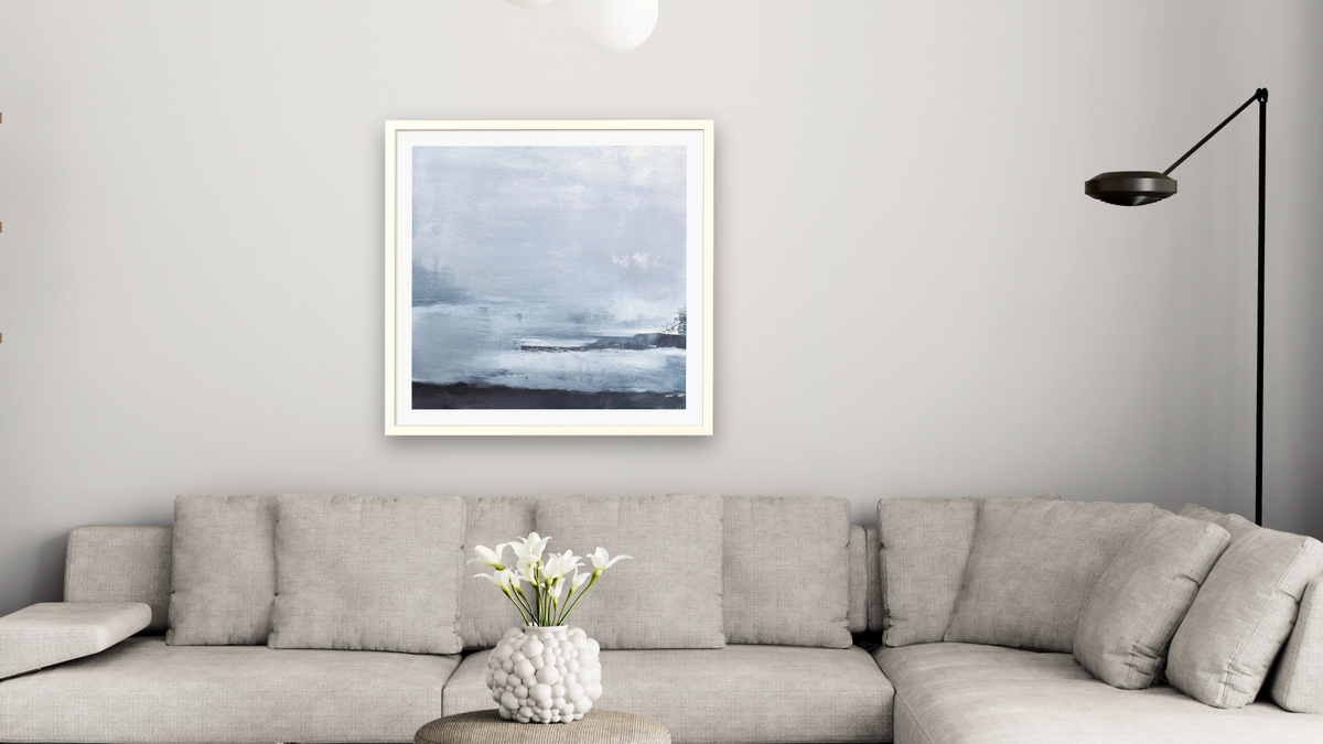 No. 381 by Michelle Oppenheimer, shown at 32 × 32 in (81.3 × 81.3 cm) in Ramino Opaque White, living