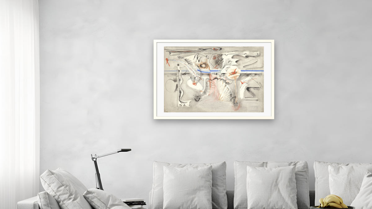 Untitled by Mark Rothko, shown at 28 × 42 in (71.1 × 106.7 cm) in Ramino Opaque White, living