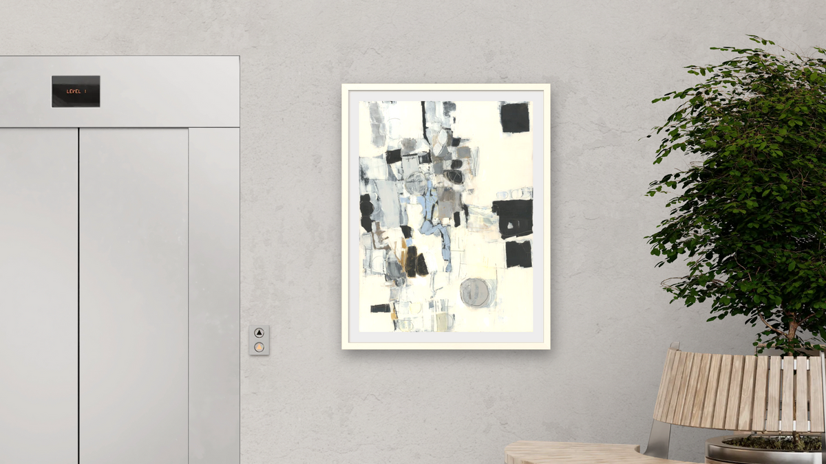 Snow Day in Chapel Hill by Louise Gaskill, shown at 30 × 40 in (76.2 × 101.6 cm) in Ramino Opaque White, office
