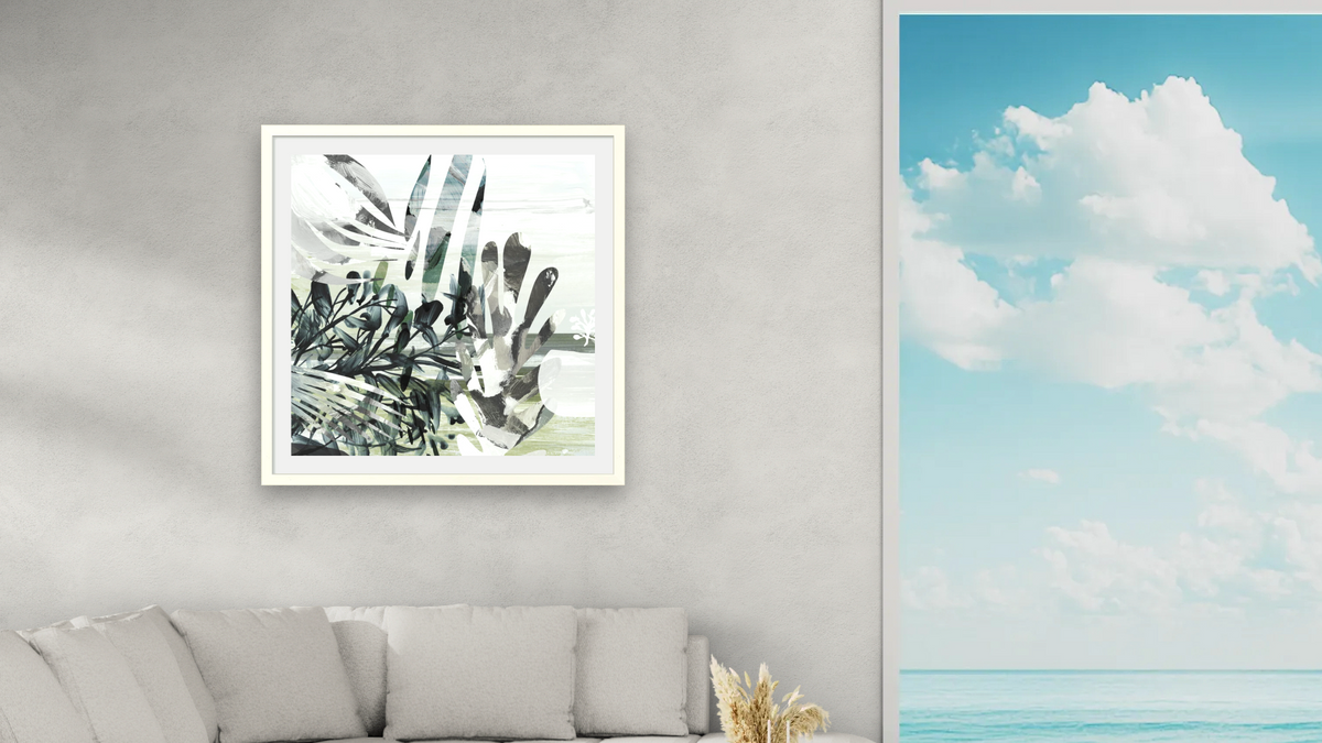 Garden by Dan Hobday, shown at 32 × 32 in (81.3 × 81.3 cm) in Ramino Opaque White, living