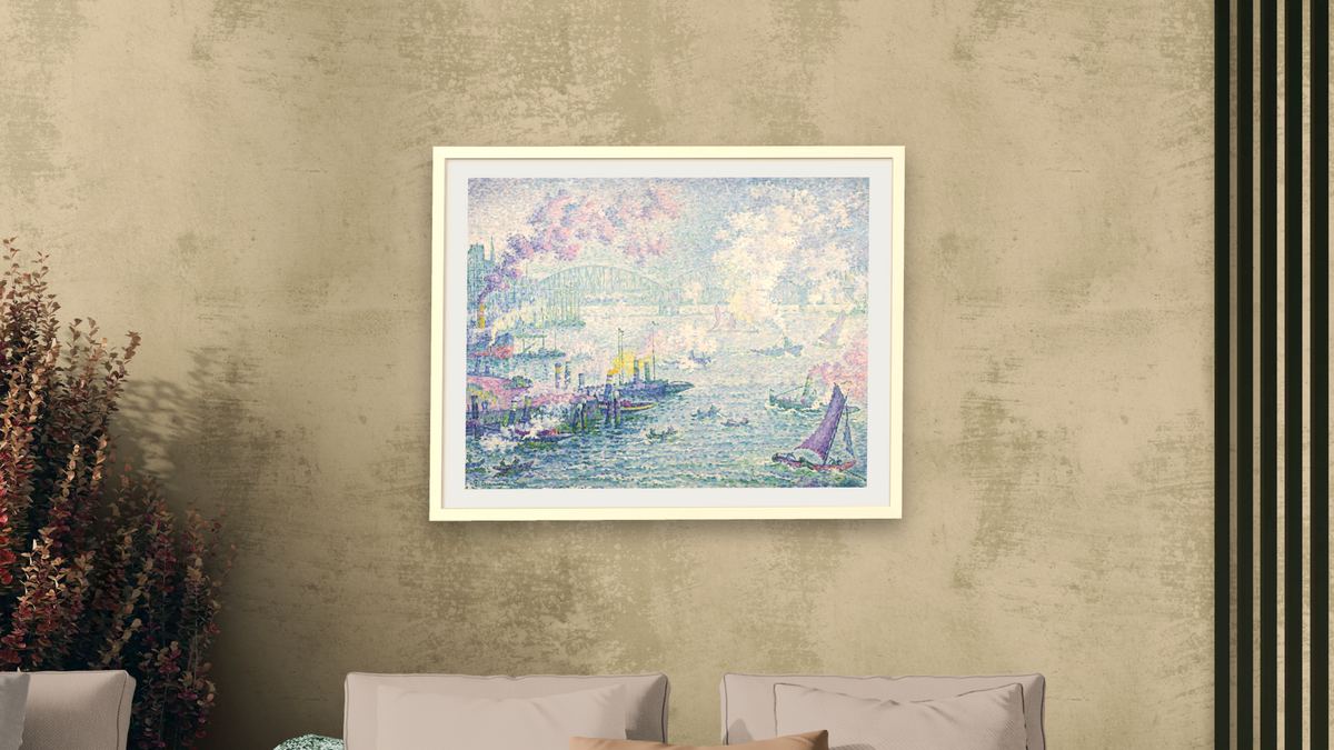 The Port of Rotterdam by Paul Signac, shown at 30 × 40 in (76.2 × 101.6 cm) in Ramino Opaque White, living