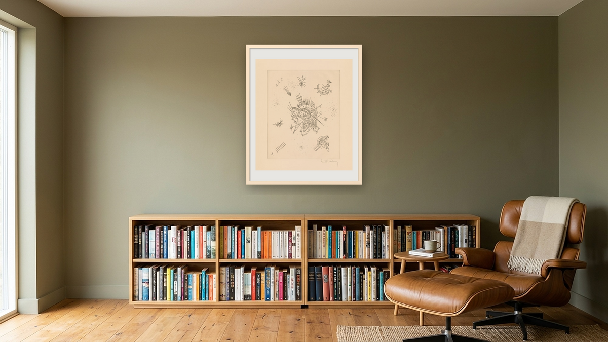 Kleine Welten X by Wassily Kandinsky, shown at 32 × 40 in (81.3 × 101.6 cm) in Ramino Opaque White, library